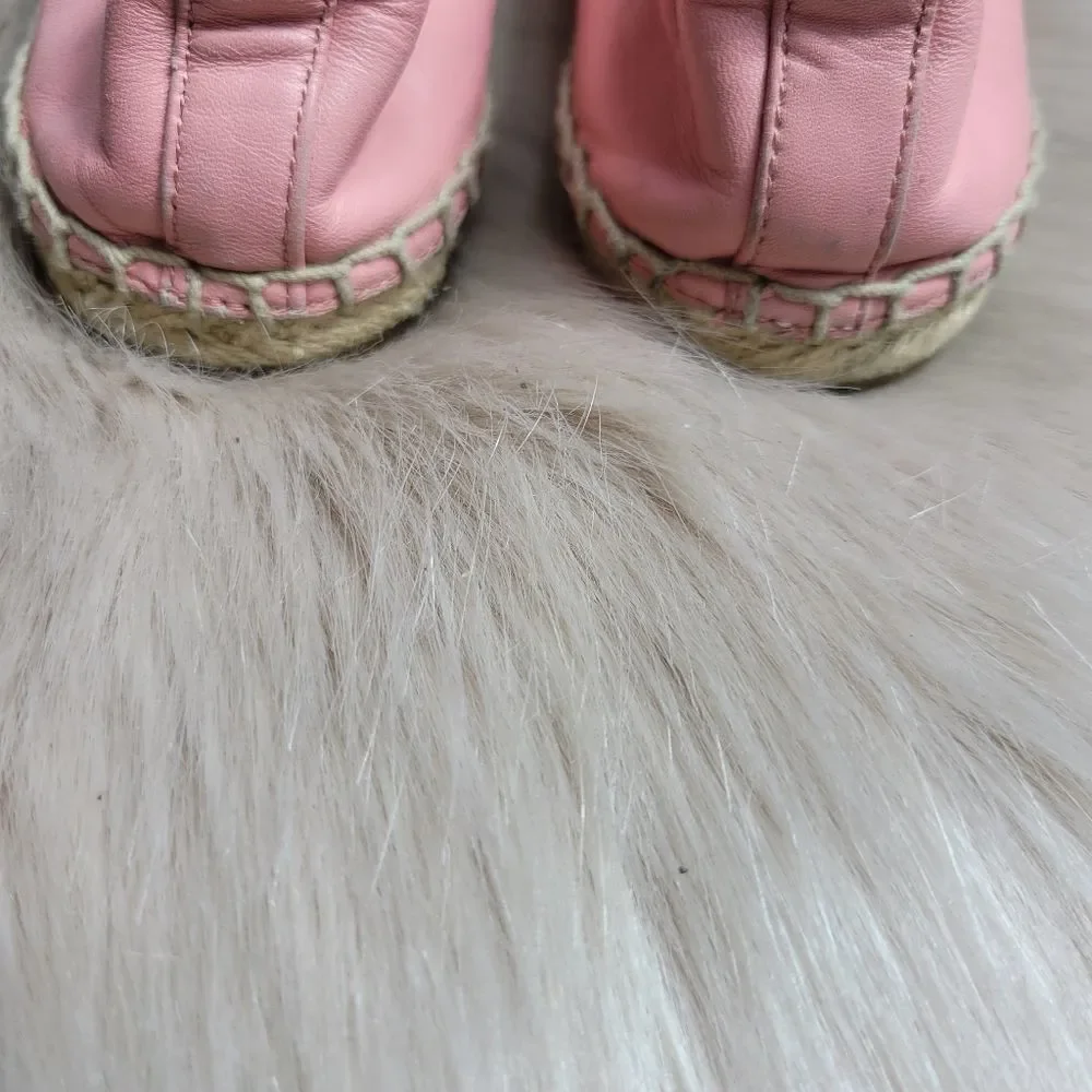 Tory Burch Pink  Perforated Leather Espadrille Flats